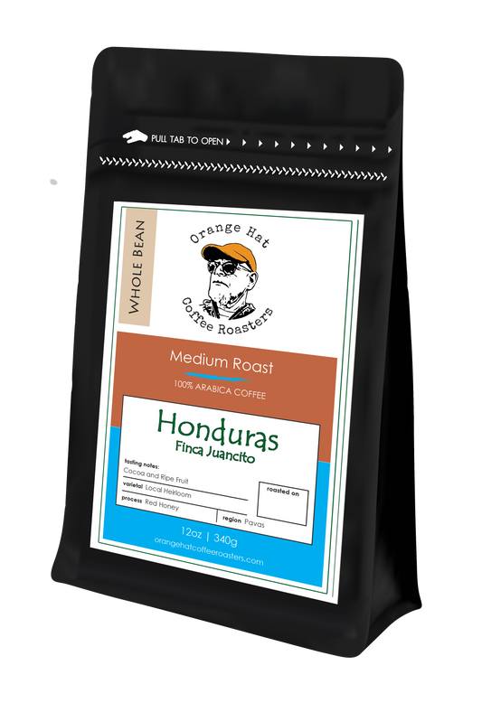 Medium Roast||Honduras Finca Juancito||Notes: cocoa and ripe fruit||12oz
