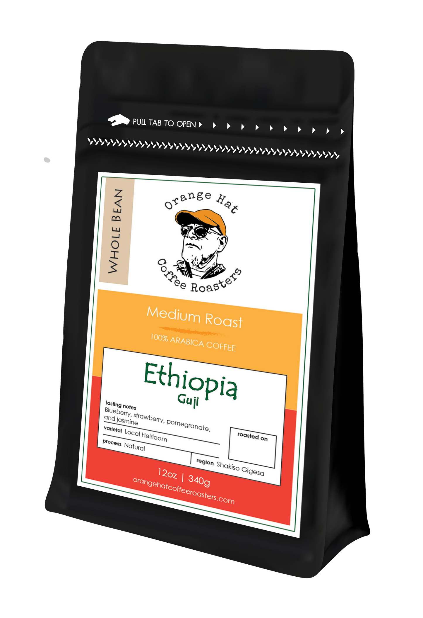 Medium Roast||Ethiopia  Guji||Notes: blueberry, strawberry, pomegranate and jasmine||12oz